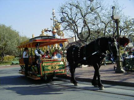 Horse-drawn carriage in main plaza<br>Location: <a href="https://www.google.com/maps/search/?api=1&query=33.8123,-117.91907" target="_new">Disneyland</a>